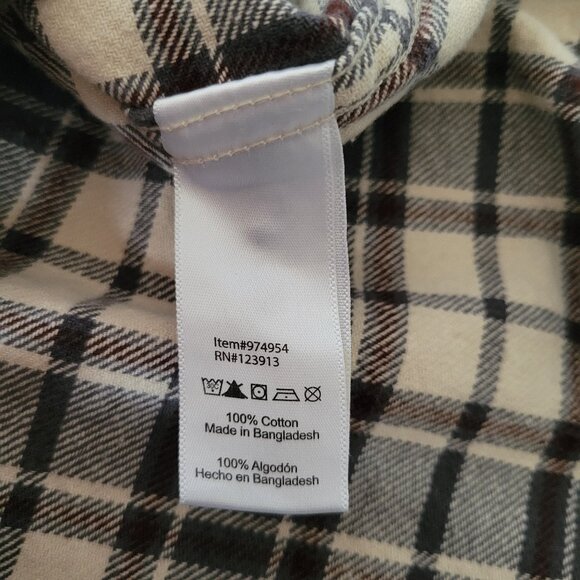 JACHS Long Sleeve Flannel Men M Button Up Shirt. Gray/Brown 100% Cotton Plaid - Picture 5 of 9